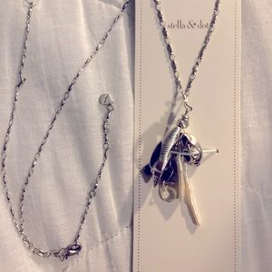 New Stella & Dot Kala Long Necklace Silver Color